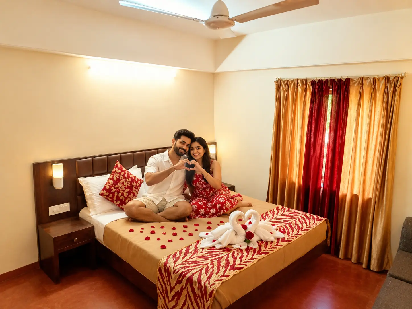 Couple room with queen bed at Hotel Viva Baga in Goa